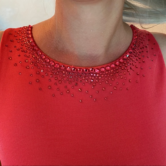 VDP midi coral dress w/ Swarovski - Picture 3 of 4